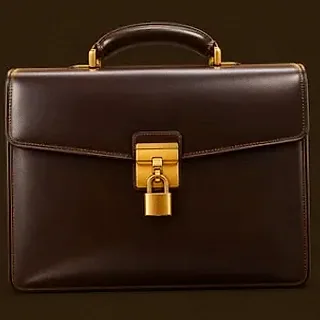 Locked leather briefcase — Lucky Vibe