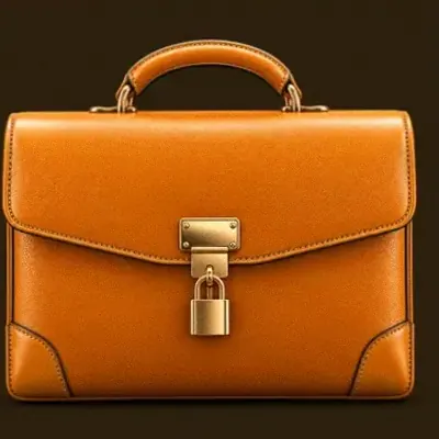 Locked leather briefcase — Lucky Vibe